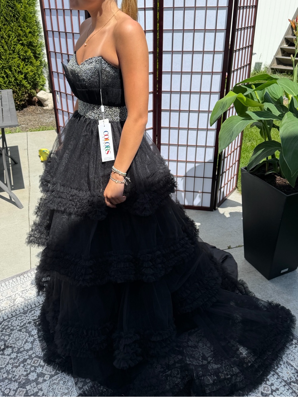 Colors Dress 3245 Black Ball Gown Size 4 NWT Strapless Beaded Corset Prom Dress